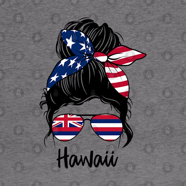 Hawaii girl Messy bun , American Girl , Hawaii Flag by JayD World